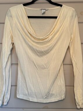 H&M Women’s Cream Cowl-Neck Long Sleeve Top